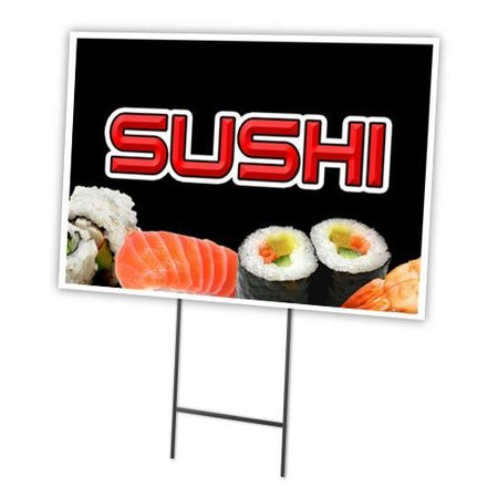 Sushi Yard Sign & Stake Outdoor Plastic Coroplast Window, C-1824-DS-Sushi